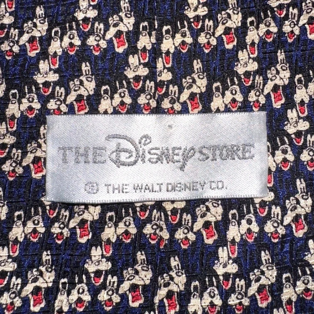 The Disney Store Mens Goofy Character Silk Necktie Navy Blue Vintage‎ Animated